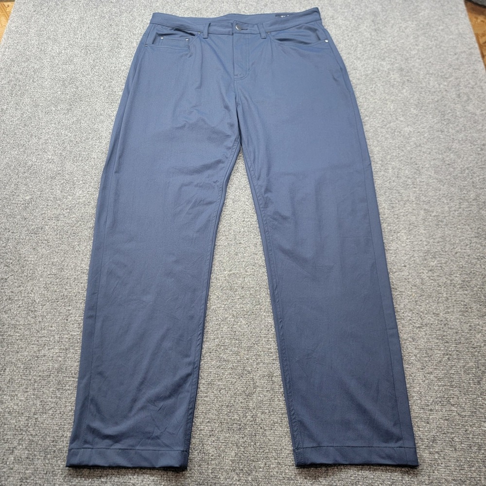 Woodies Mens Performance Chinos Navy Blue Straight Leg 5-Pocket Pants 36x31